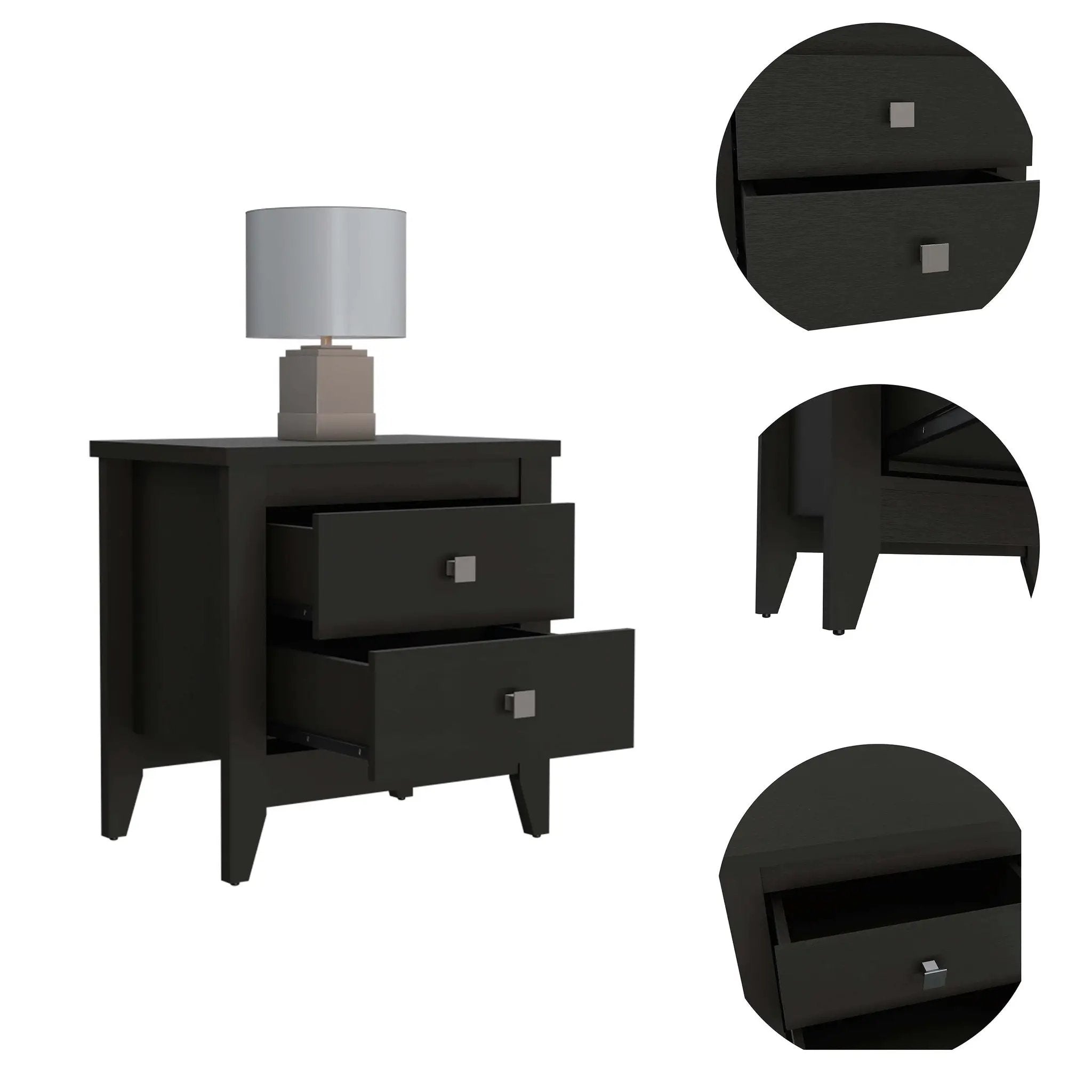 Breeze Four-Legged Modern Bedroom Nightstand with Two Drawers by HouseOfZazla