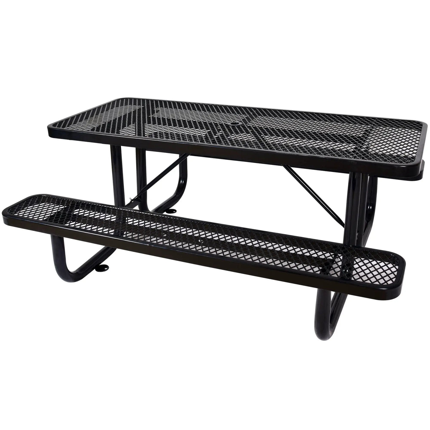 Rectangular Outdoor Steel Picnic Table With Umbrella Pole by Unique Piece Furniture