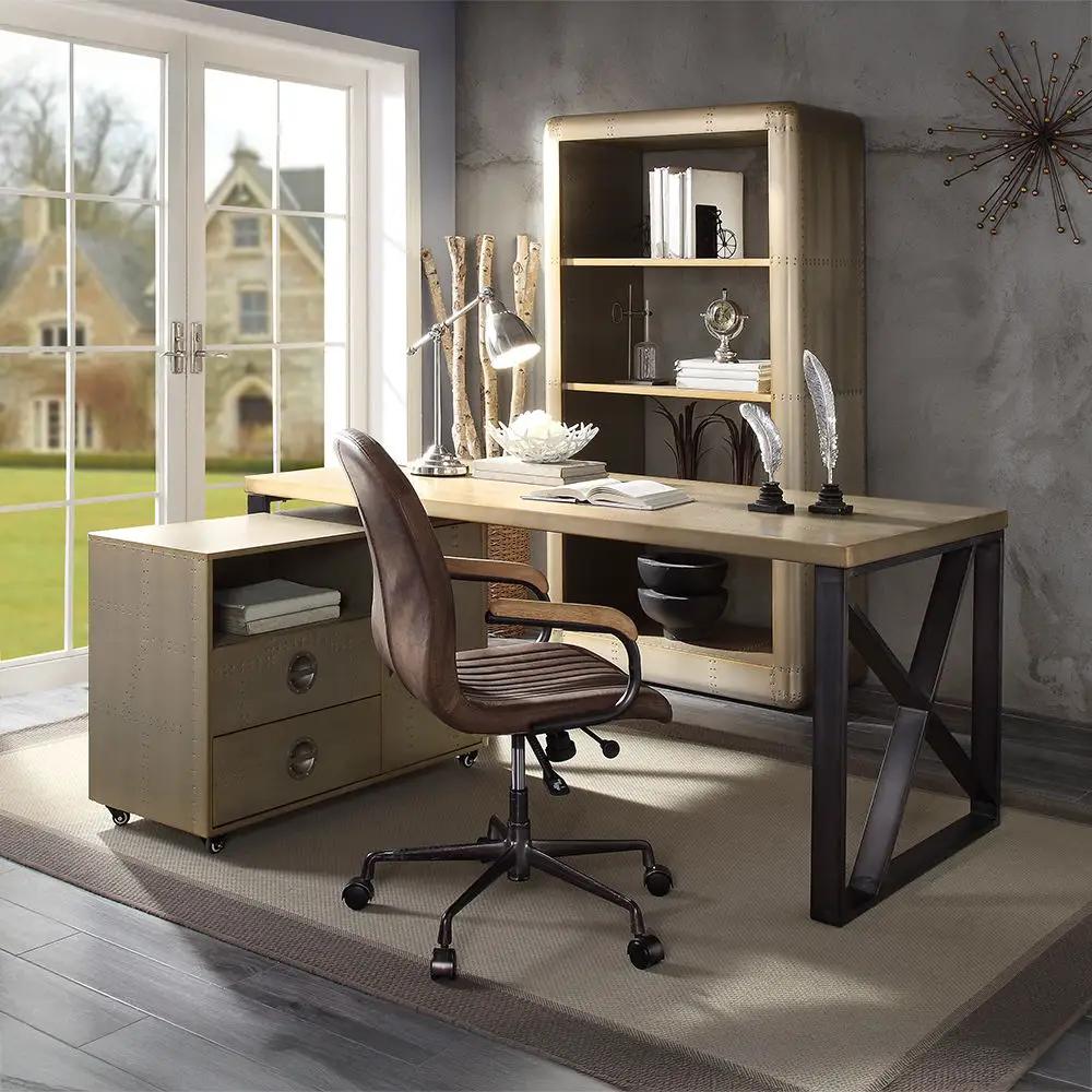 Jennavieve - Bookcase - Gold Aluminum by Unique Piece Furniture