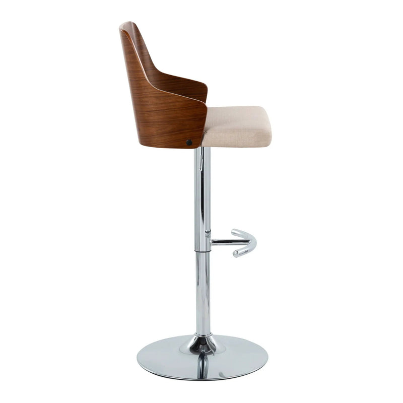 Ariana - Mid Century Modern Adjustable Barstool Stool With Swivel With Rounded T Footrest (Set of 2) by HouseOfZazla