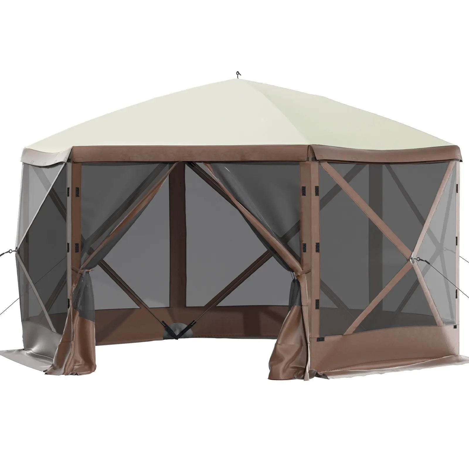 Camping Gazebo Tent, 10'x10', 6-Sided Pop-up Canopy Screen Tent by HouseOfZazla