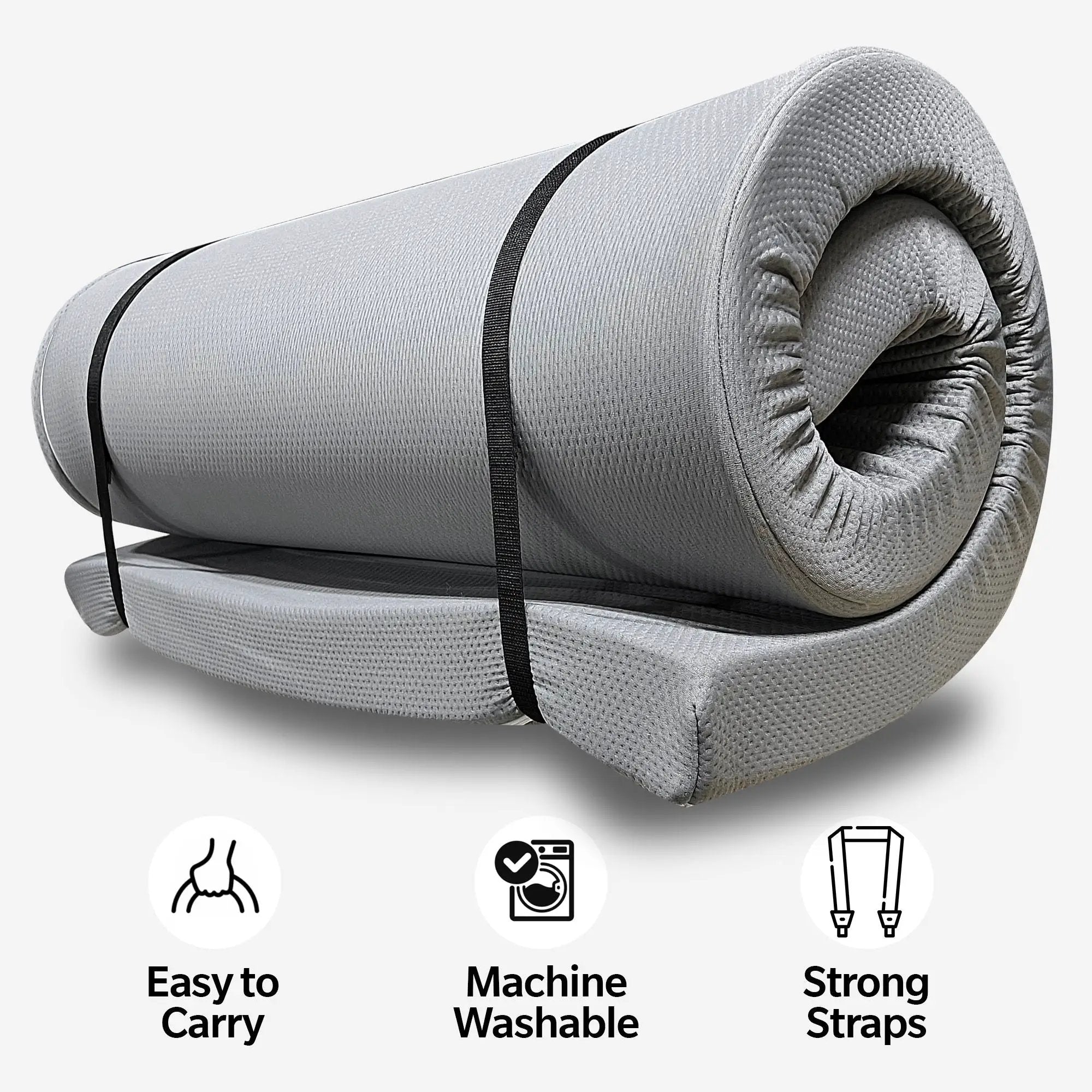 Memory Foam Camping Mattress With Water Resistant Zipper Cover - Gray by HouseOfZazla