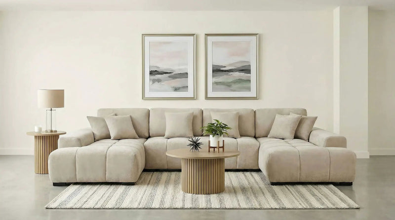 Cannella U-Shaped Double Chaise Upholstered Sectional Sofa Beige by Unique Piece Furniture