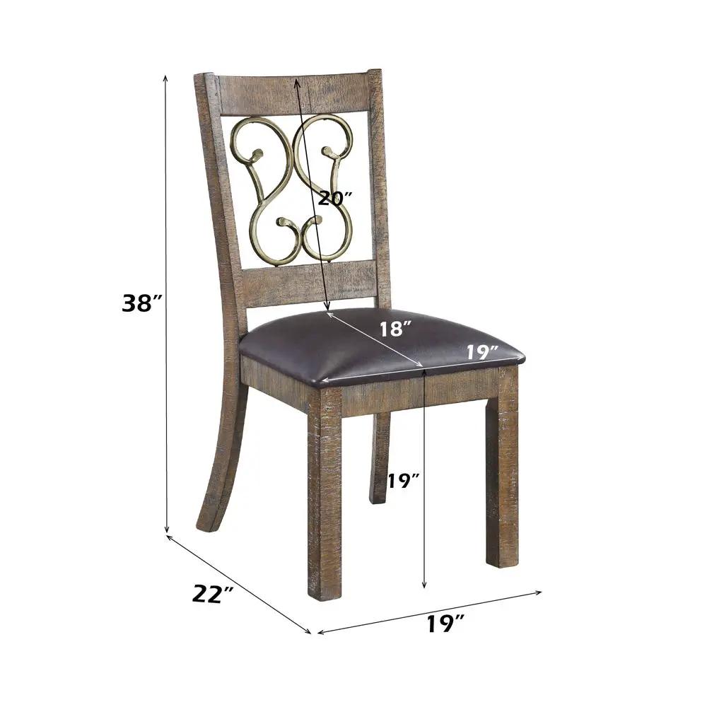 Raphaela - Side Chair (Set of 2) - Black Synthetic Leather & Weathered Cherry by Unique Piece Furniture