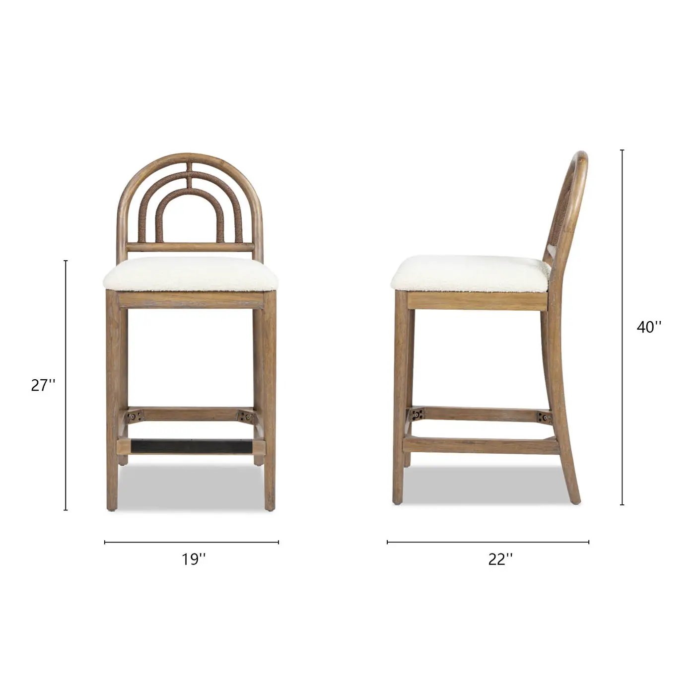 Leon - Arched Back & Upholstered Counter Stool (Set of 2) - Ivory White by Unique Piece Furniture