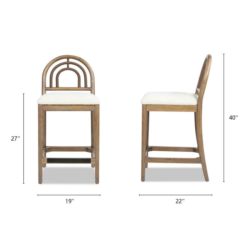 Leon - Arched Back & Upholstered Counter Stool (Set of 2) - Ivory White by Unique Piece Furniture