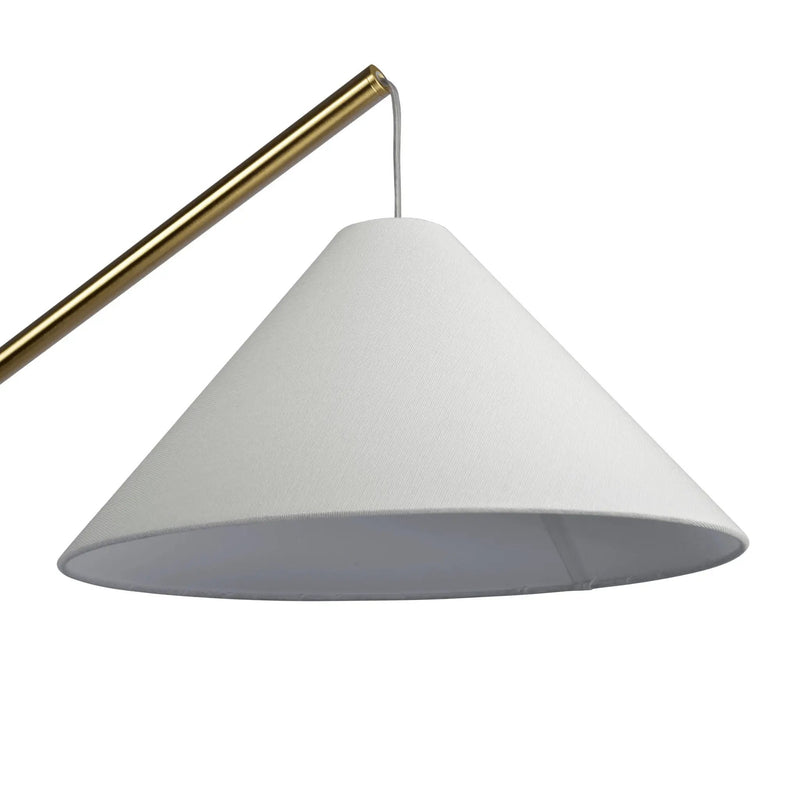 Lisbon - Floor Lamp With On / Off Switch Coned Base Hanging Shade - Antique Brass / White by Unique Piece Furniture