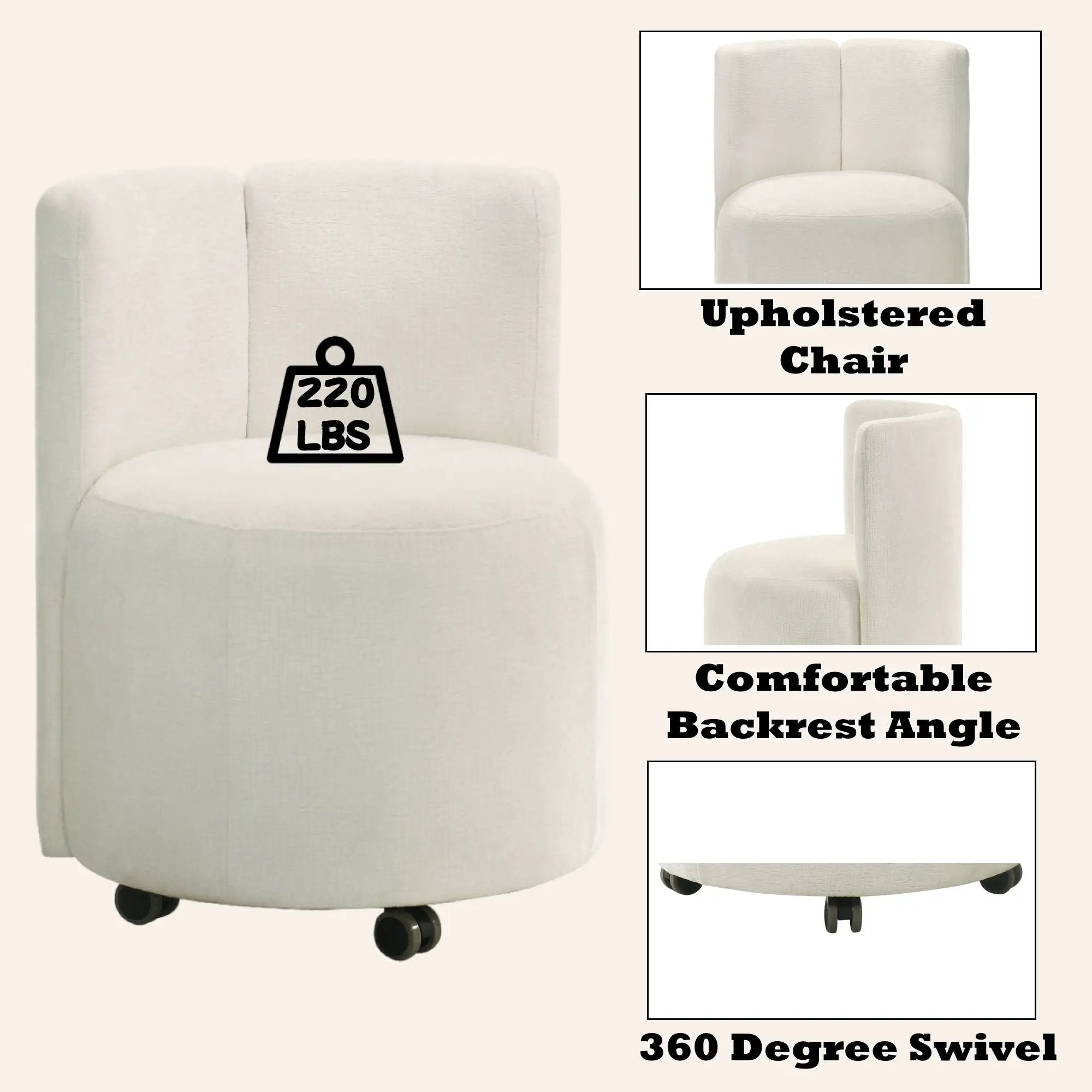 Side Chair With Swivel (Set of 2) - White by Unique Piece Furniture