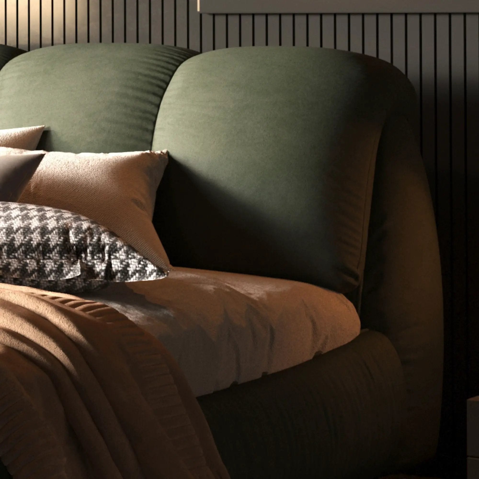 Luxury Upholstered Platform Bed With Oversized Padded Backrest And Solid Wood Frame by HouseOfZazla