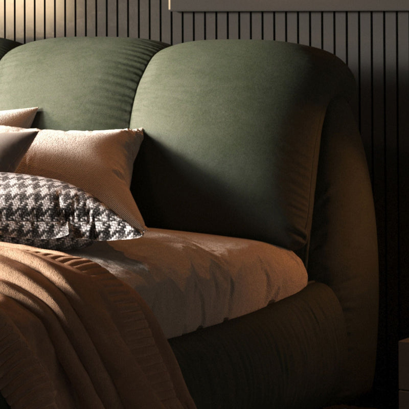 Luxury Upholstered Platform Bed With Oversized Padded Backrest And Solid Wood Frame by HouseOfZazla