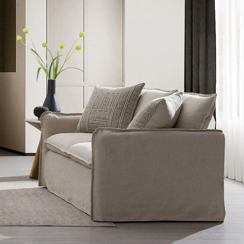 Upendo - Loveseat With 2 Pillows - Beige Linen by Unique Piece Furniture