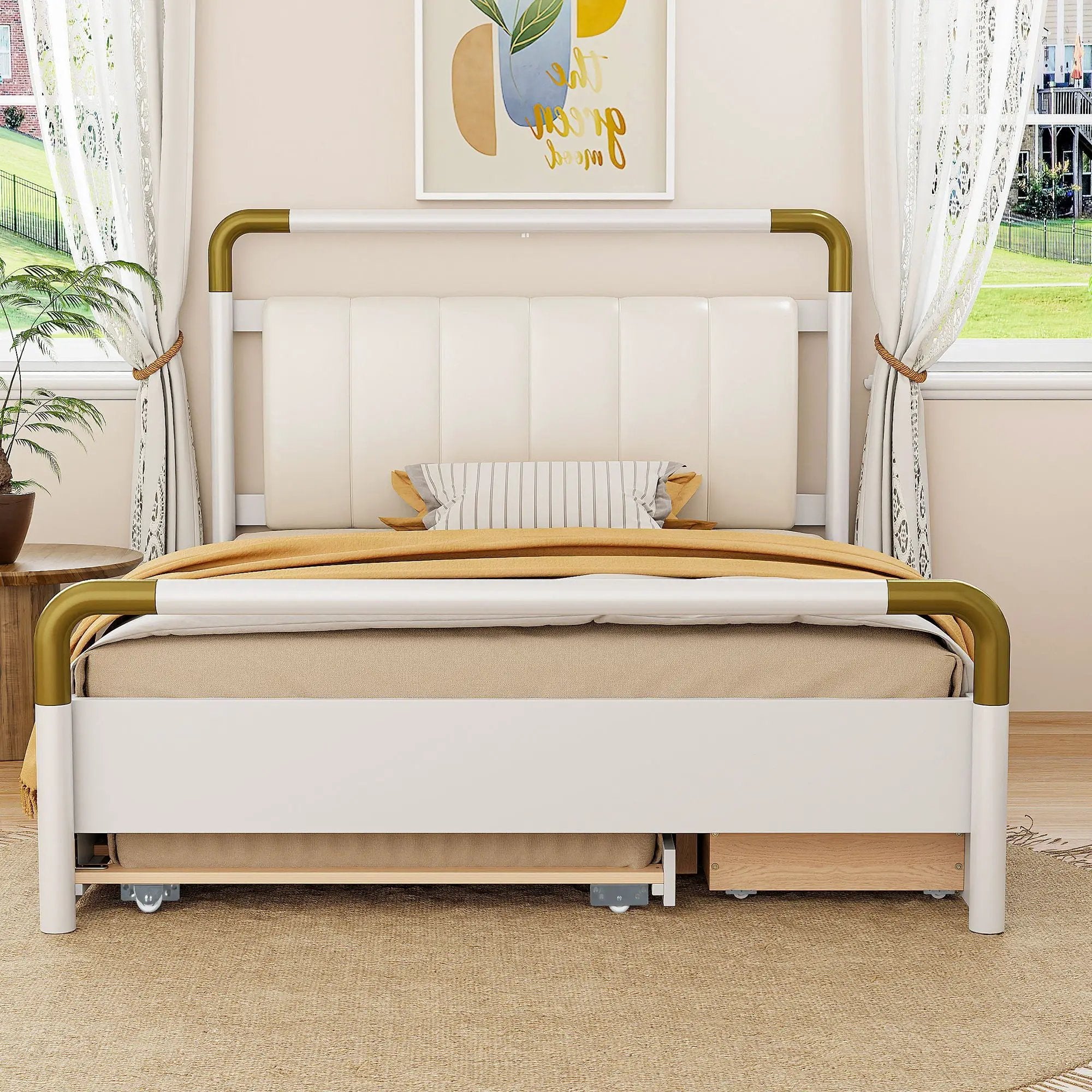 Storage Platform Bed, With 2 Big Drawers, Trundle by HouseOfZazla