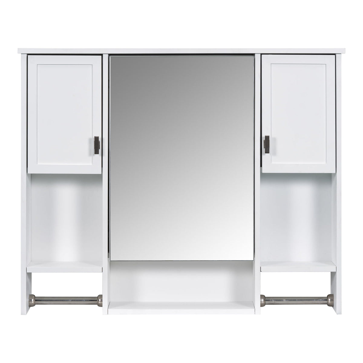 Wall Mounted Bathroom Storage Cabinet with Mirror and Towel Bar - Black, Dark Gray, or White, photo 3 of 12