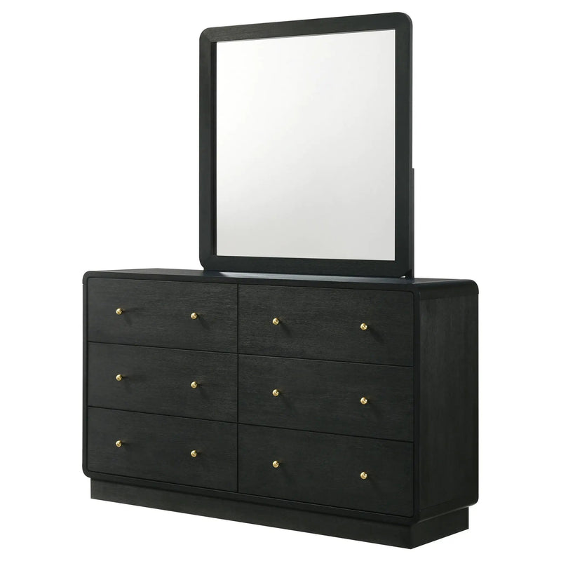 Cavelle 6-drawer Dresser and Mirror Black by Unique Piece Furniture