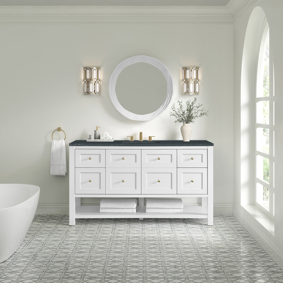 James Martin Breckenridge 60" Single Bathroom Vanity, Bright White, view 34