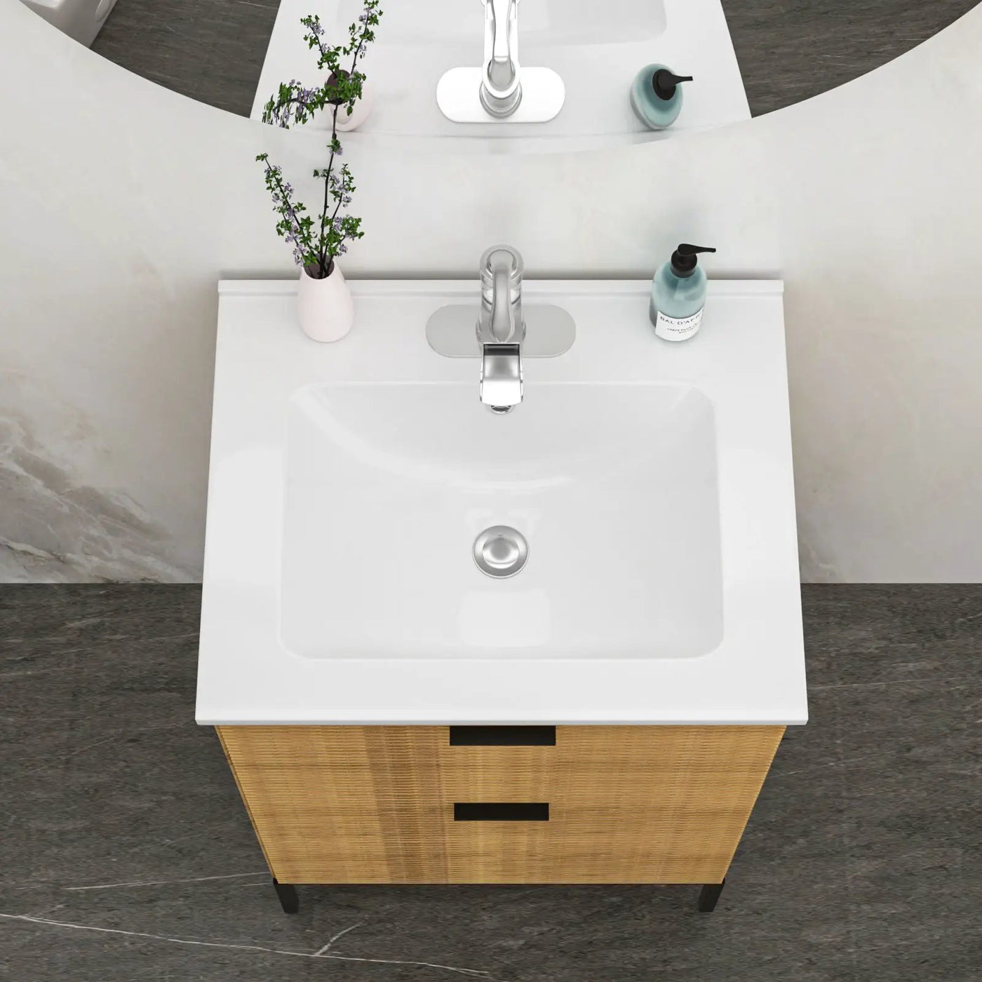 Rectangular Single Vanity Top With 1 Faucet Hole And Overflow Ceramic by HouseOfZazla