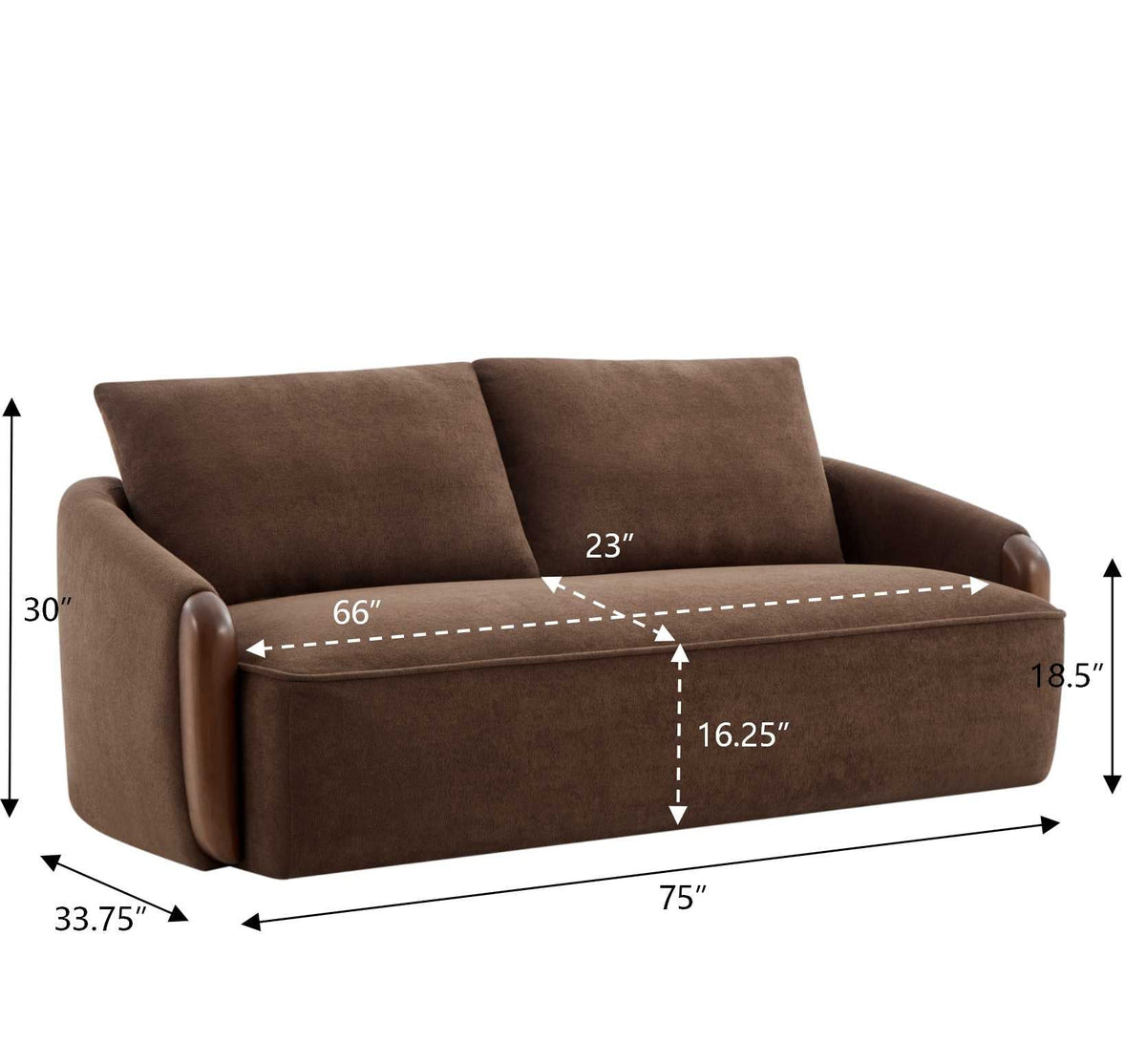 75 in. Curved Velvet Upholstered Sofa, photo 7 of 8