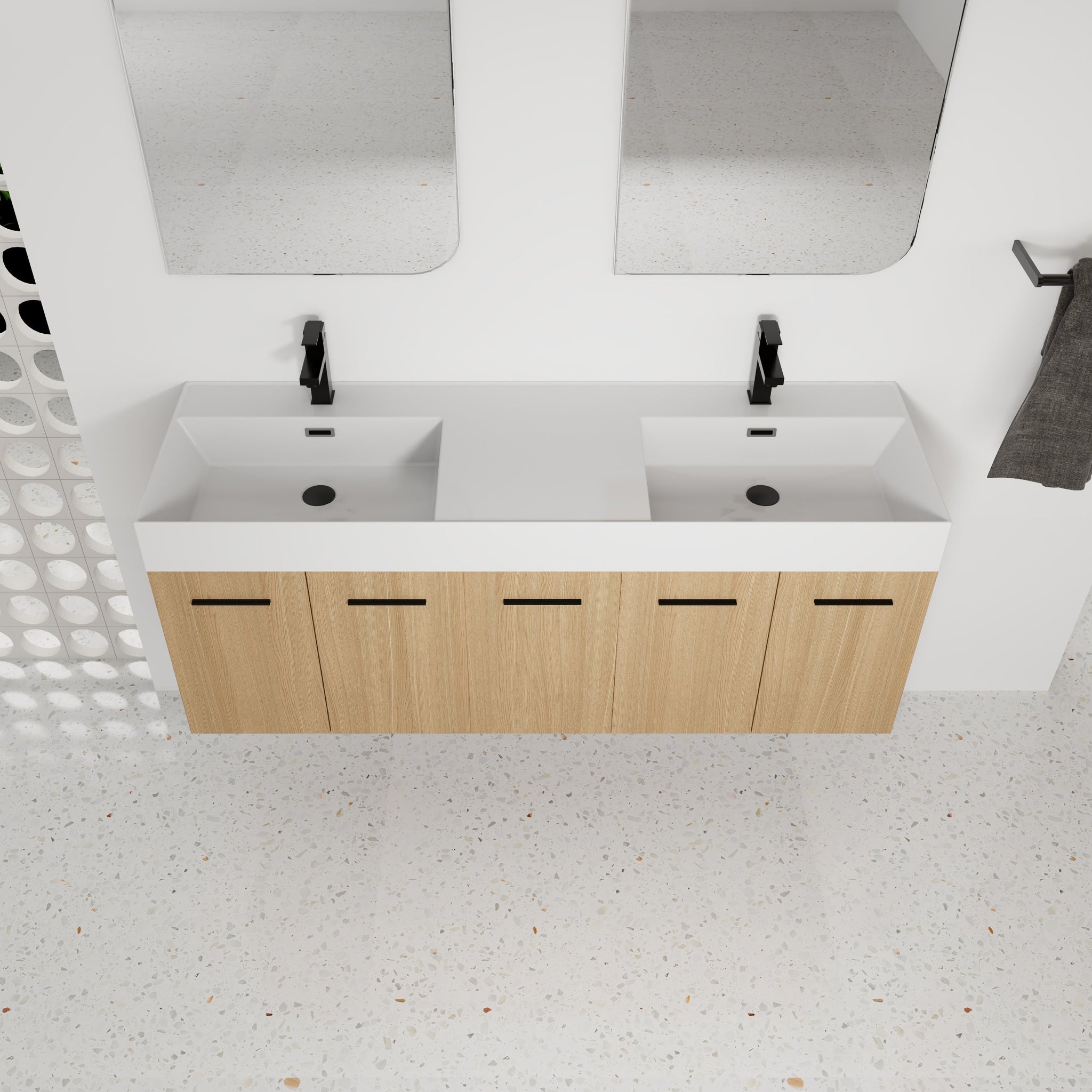 60" Floating Double Sink Bathroom Vanity with Extra-Large Storage by HouseOfZazla