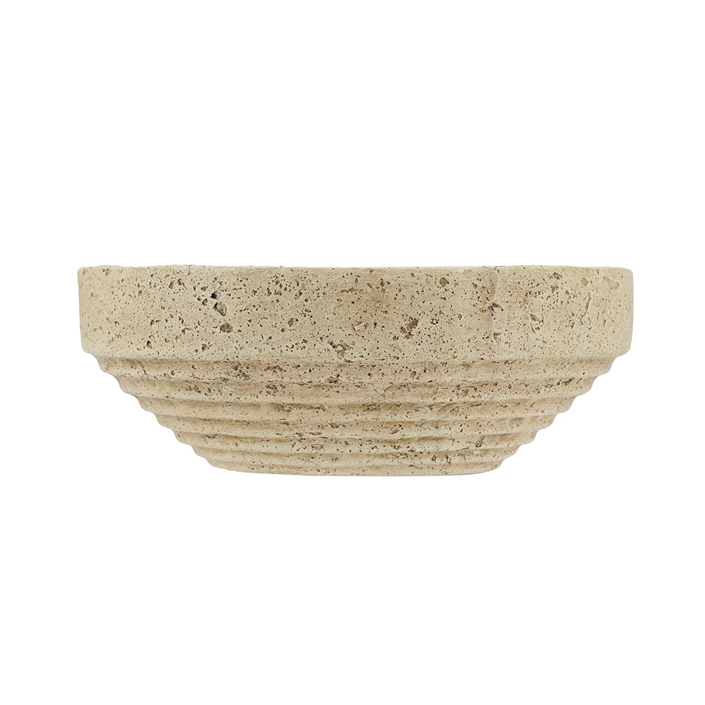 Cement Ribbed Decorative Bowl with Tiered Base - Cement, photo 3 of 6