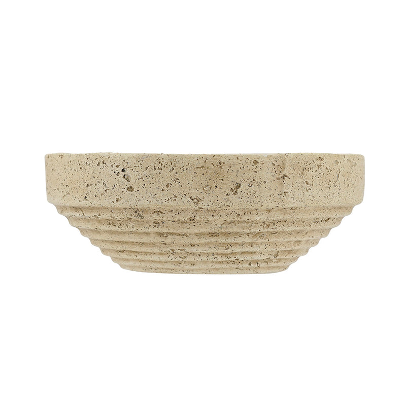 Cement Ribbed Decorative Bowl with Tiered Base - Cement, photo 3 of 6