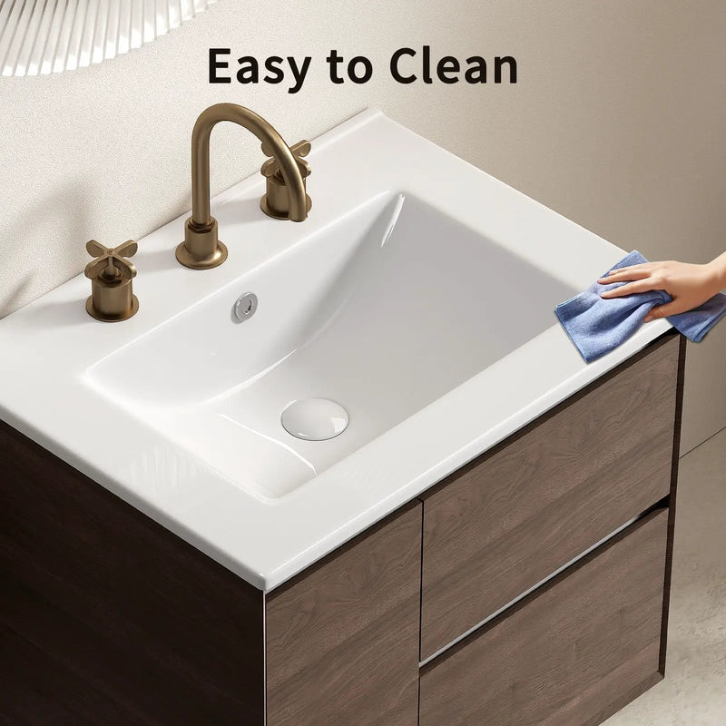 Vessel Sink With 3 Holes, Oval Design For Bathroom - Milk White by HouseOfZazla
