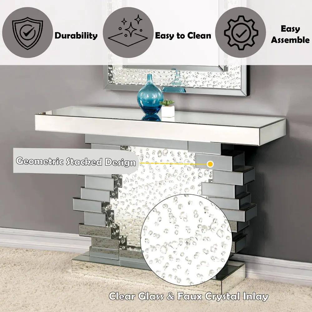 Nysa - 47" X 14" Console Table - Mirrored & Faux Crystals by Unique Piece Furniture