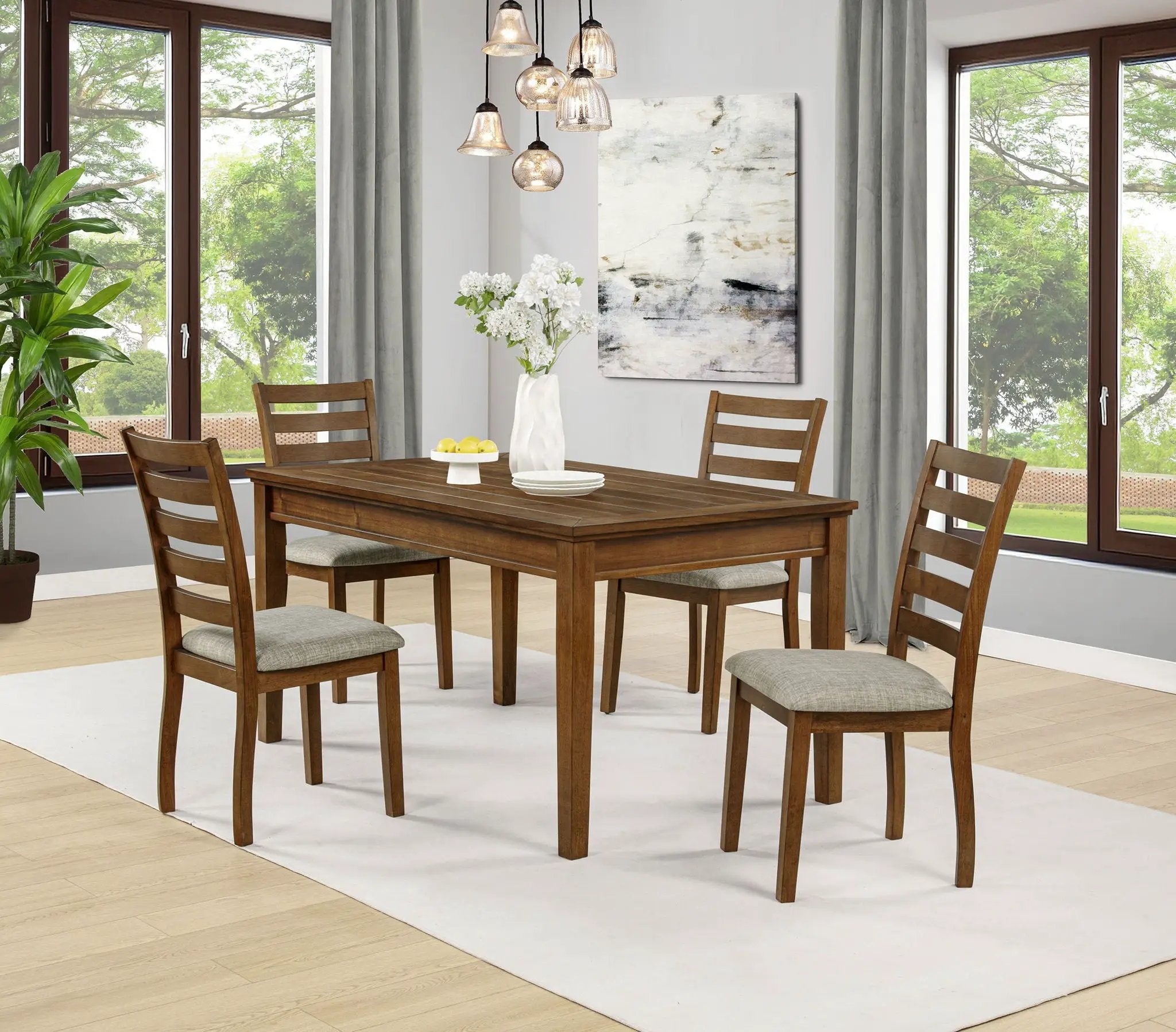 Atwood 5-piece Rectangular Wood Dining Set Warm Brown by Unique Piece Furniture