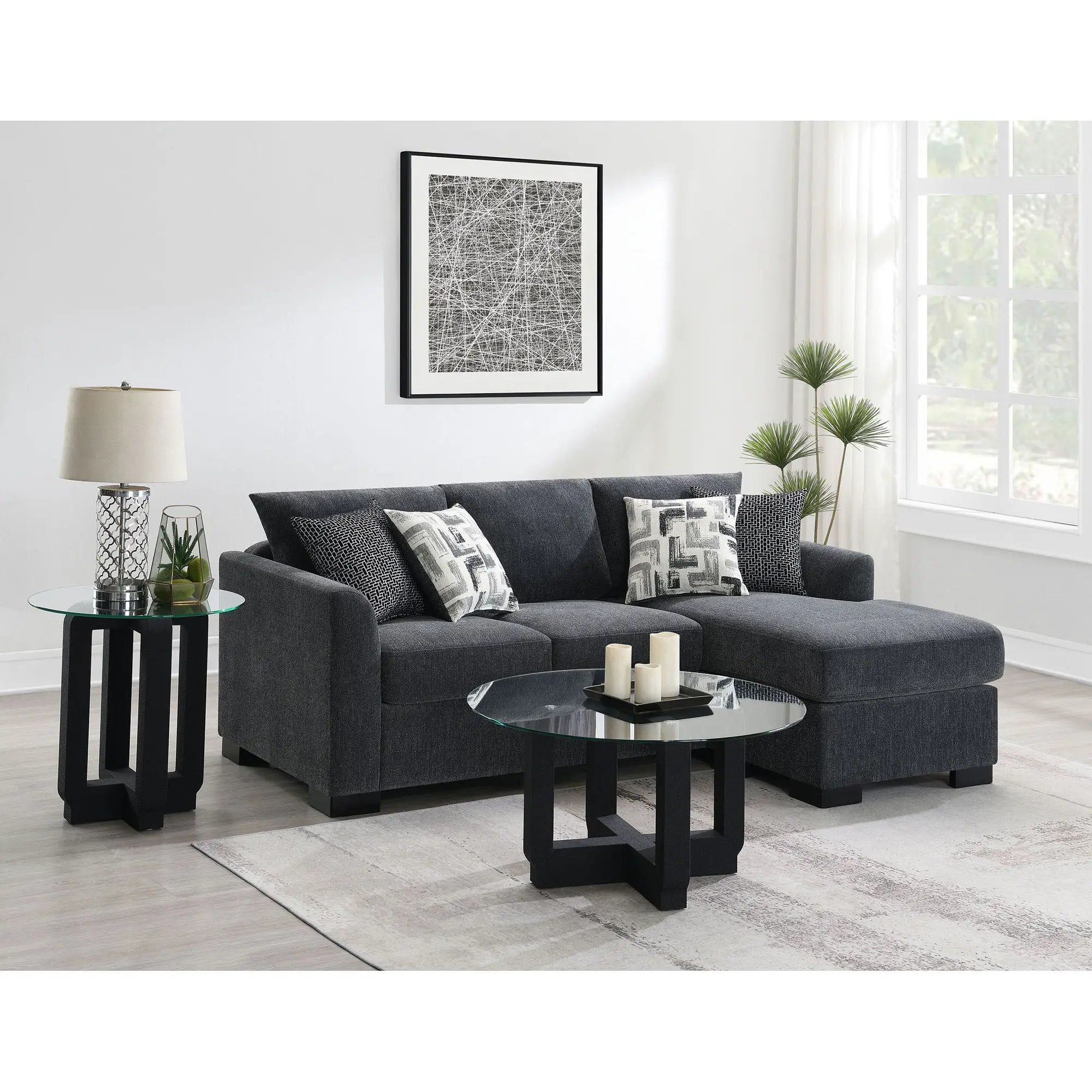 Pacheco - Upholstered Sleeper Sectional Chaise Sofa With Pocket Coils And Reversible Cushions - Dark Gray by HouseOfZazla