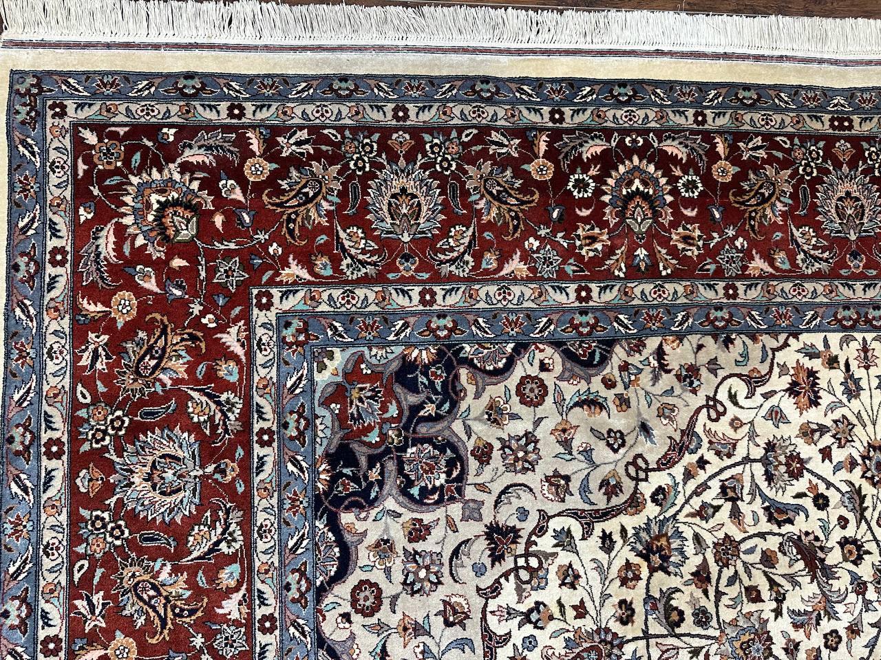 Sino Persian Rug 9x12, Vintage Wool Oriental Carpet, Floral Medallion, Wool Rug, Cream and Maroon by Jewel Rugs