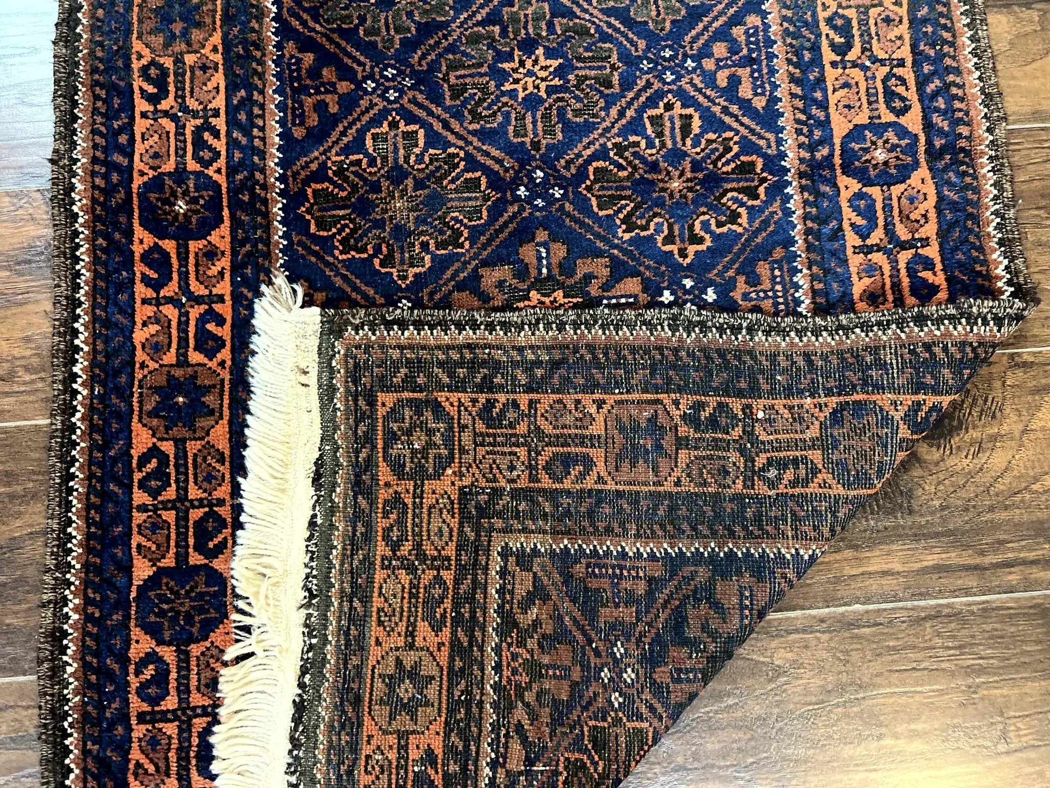 Small Antique Persian Rug 2.7 x 4.7, Handmade Wool Rug, Navy Blue, Balouch Rug, Tribal Rug by Jewel Rugs