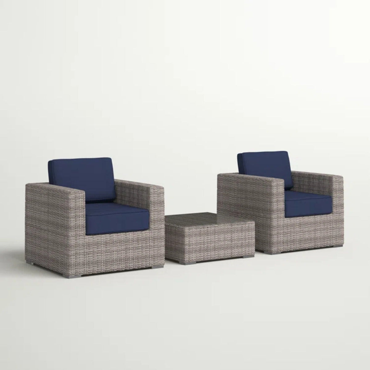 3 Piece Outdoor Seating Set with Cushions - Light Brown, Dark Brown, or Dark Gray, photo 14 of 17