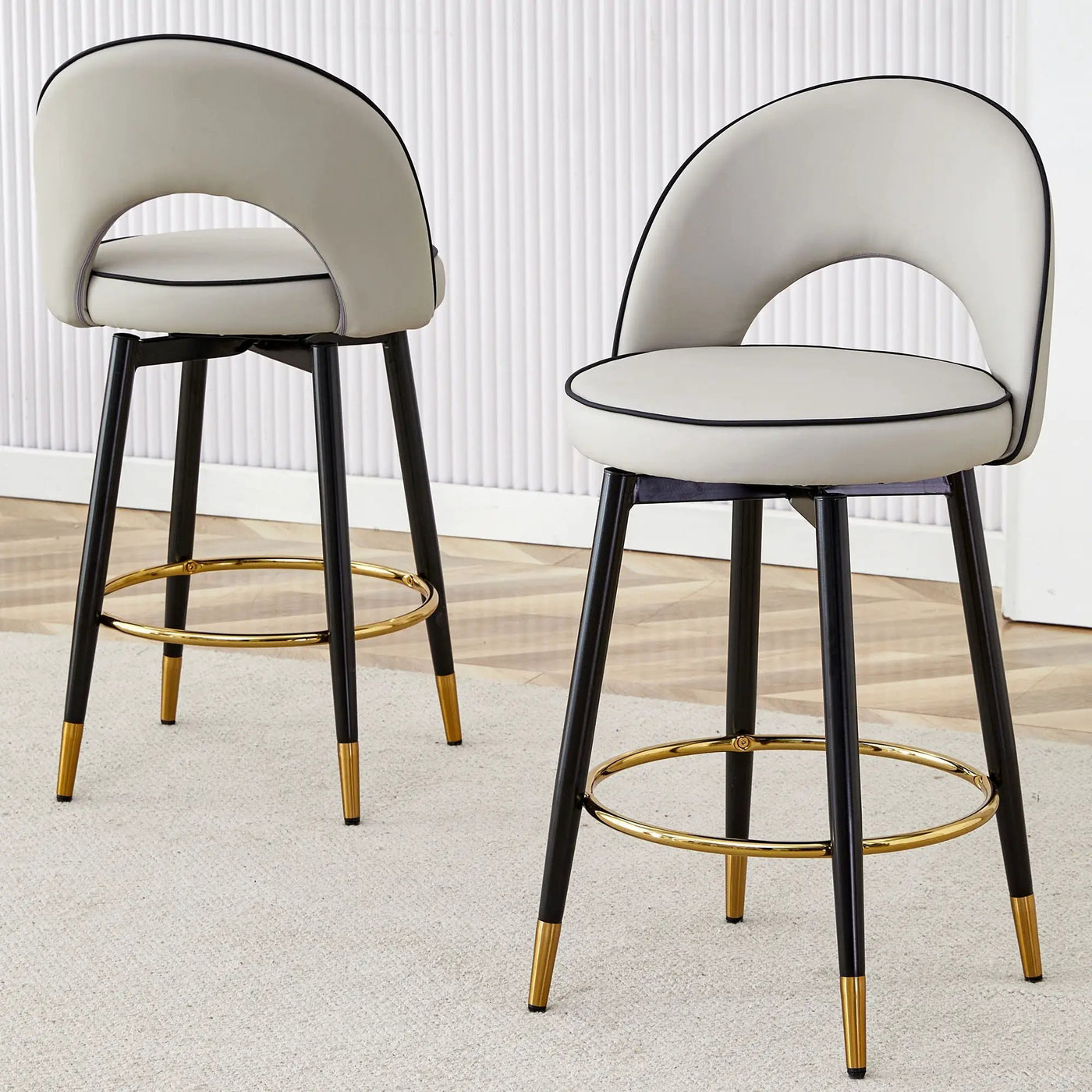 Modern Upholstered 360° Rotatable Bar Chair With Metal Legs For Dining Room (Set of 2) by HouseOfZazla