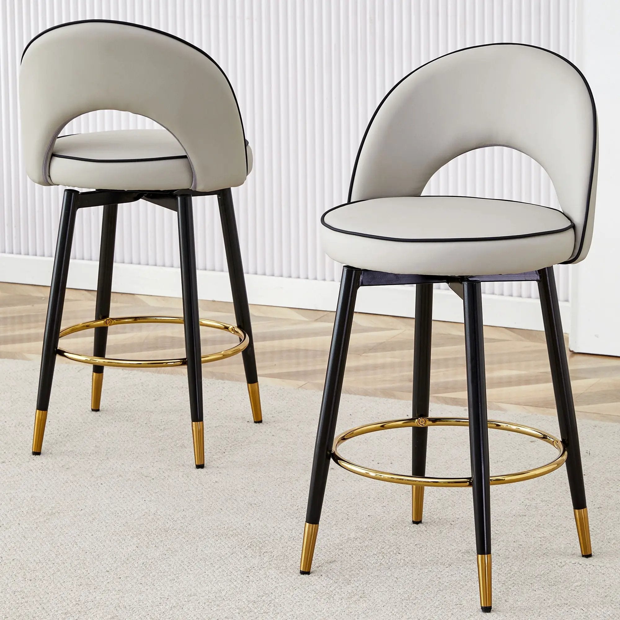 Modern Upholstered 360° Rotatable Bar Chair With Metal Legs For Dining Room (Set of 2) by HouseOfZazla