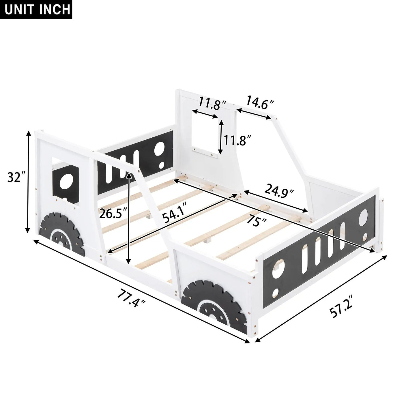 Classic Car Shaped Platform Bed With Wheels by Unique Piece Furniture