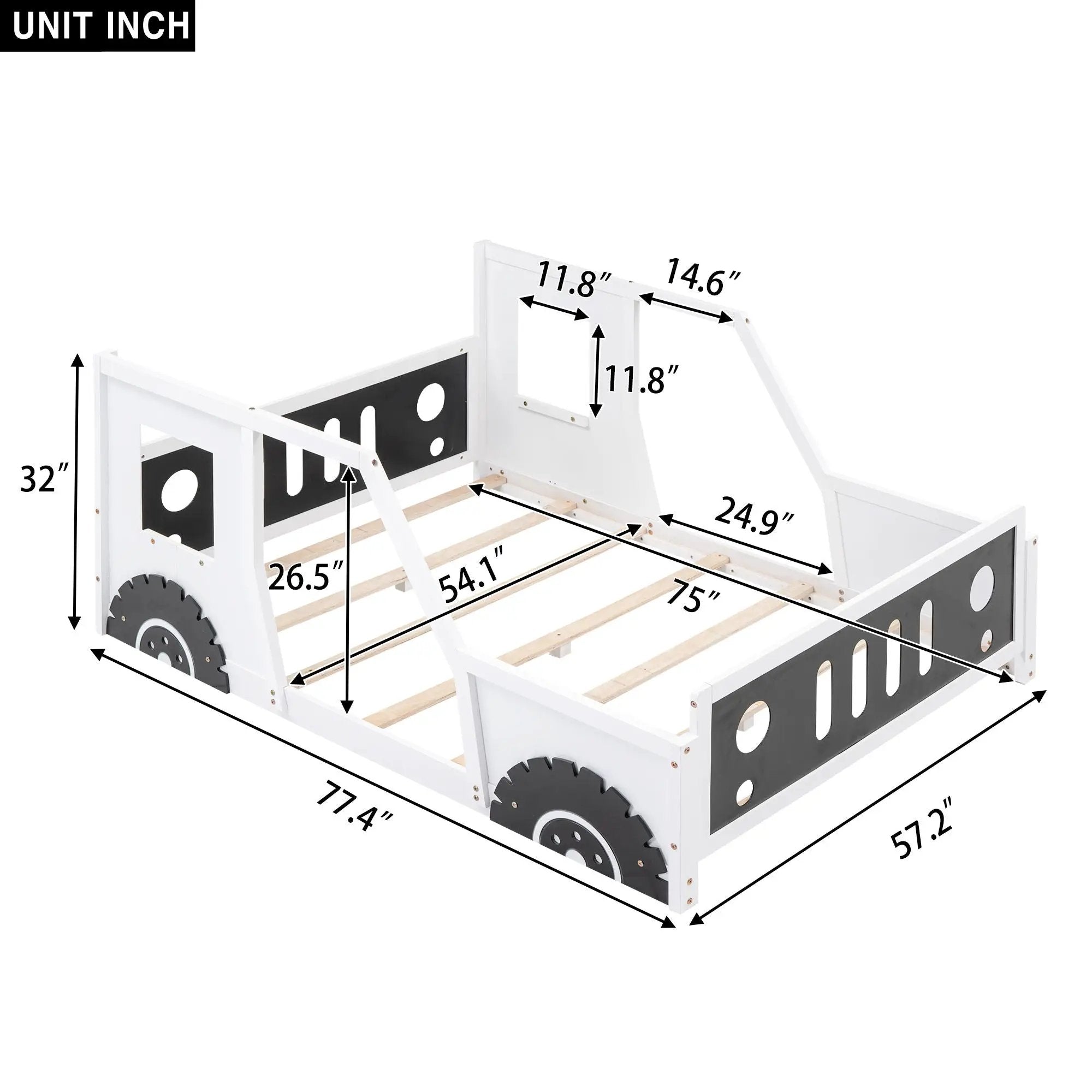 Classic Car Shaped Platform Bed With Wheels by Unique Piece Furniture