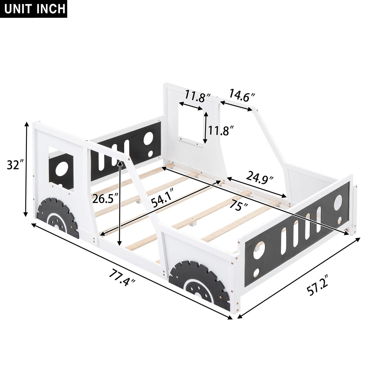 Classic Car Shaped Platform Bed with Wheels - Twin or Full Size, photo 38 of 40