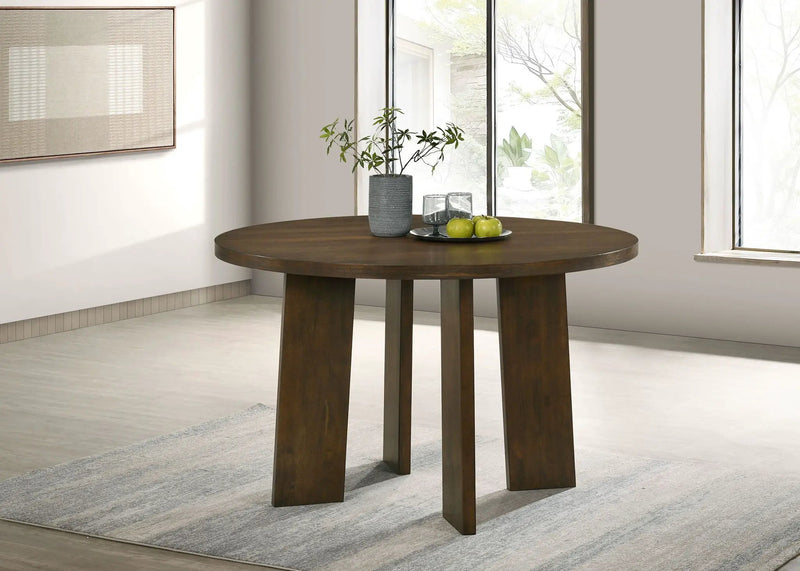 Strouse 47-inch Round Wood Dining Room Table Walnut by Unique Piece Furniture