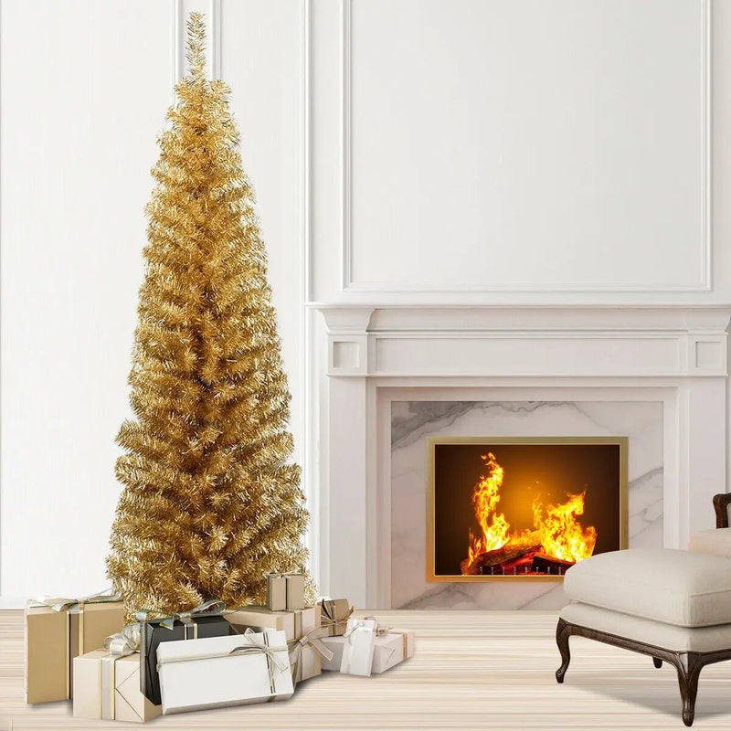 6 Feet Tinsel Tree Unlit Slim Pencil Christmas Tree by DirectDeals