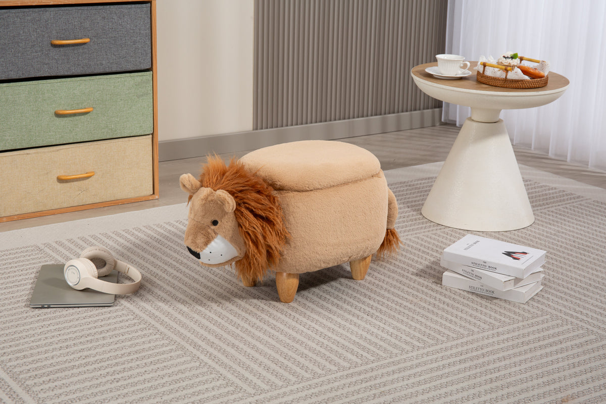Luke the Lion Storage Ottoman with Hidden Storage - Faux Fur, photo 2 of 10