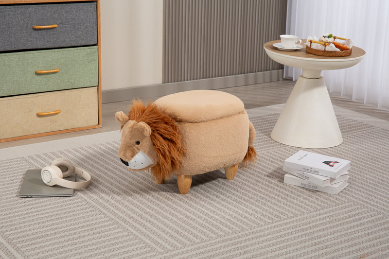 Luke the Lion Storage Ottoman with Hidden Storage - Faux Fur, photo 2 of 10
