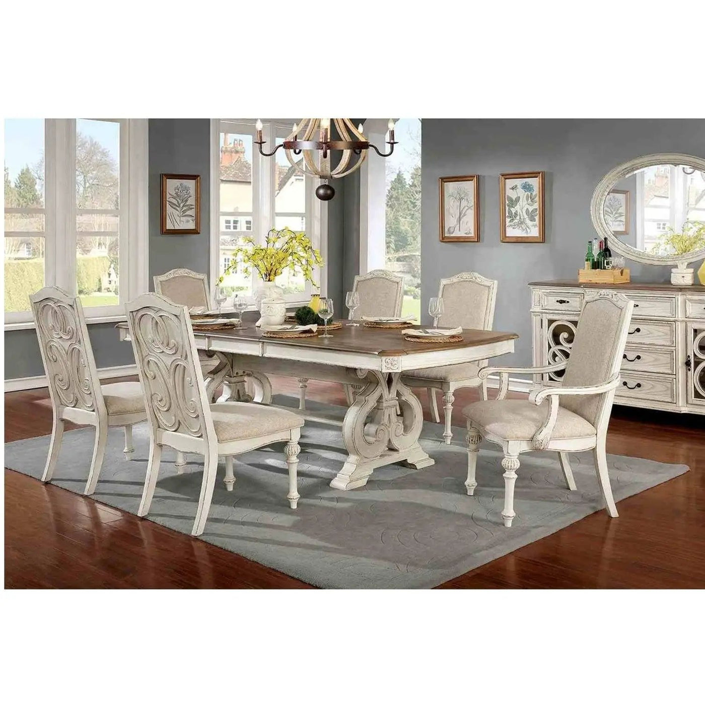 Rustic Dining Set With Table And Upholstered Chairs by HouseOfZazla