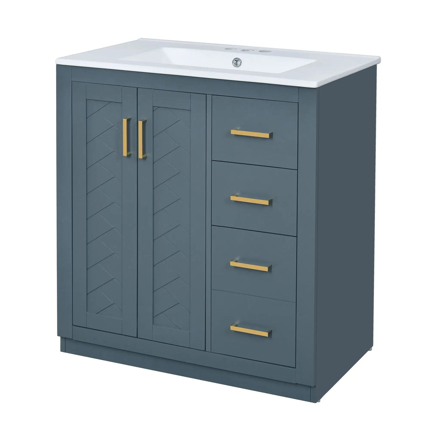 Bathroom Vanity With Sink, Storage Cabinet, Freestanding Set With 3 Drawers & Soft Closing Doors by HouseOfZazla