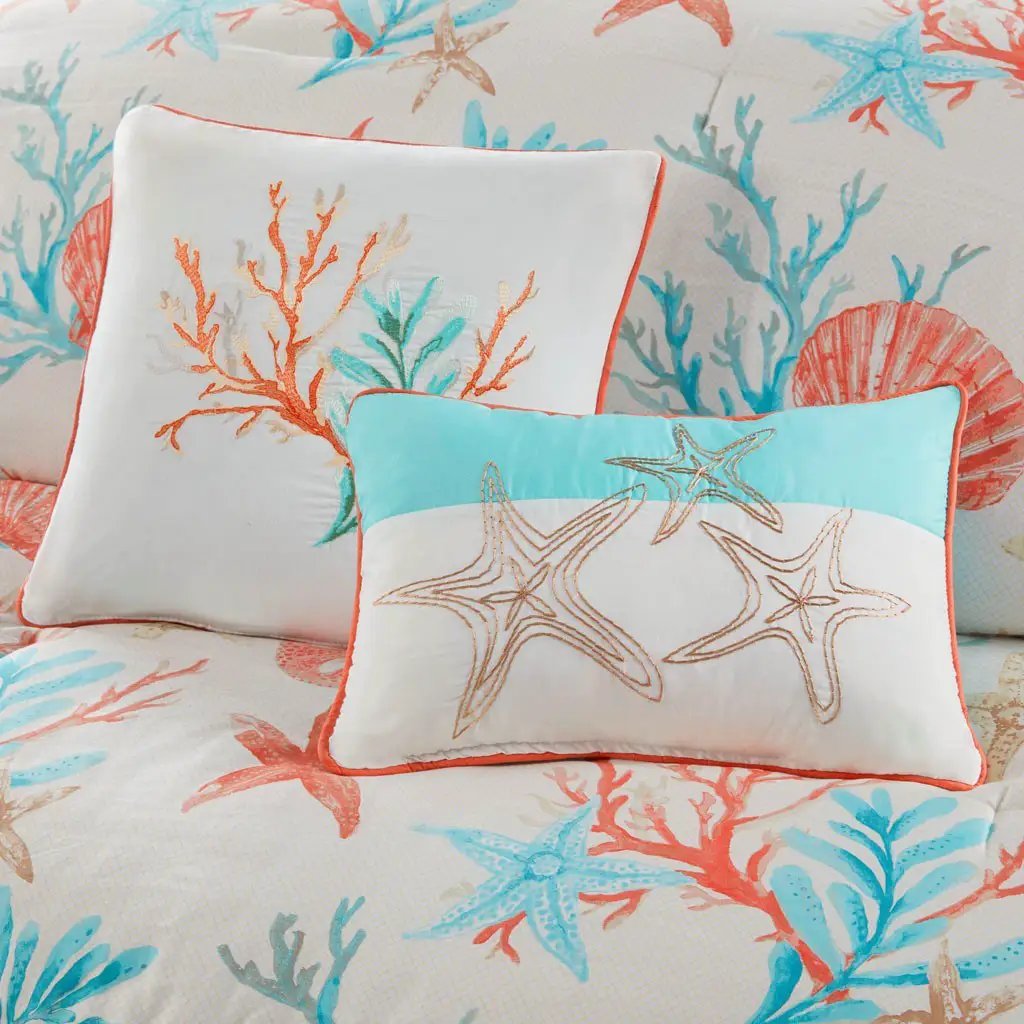7 Piece Cotton Sateen Comforter Set Coral King by HouseOfZazla