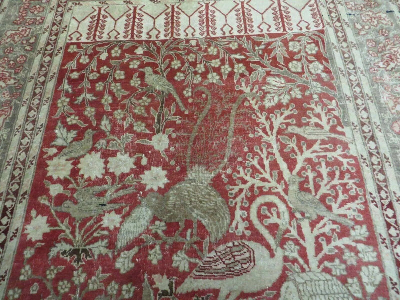 4' X 6' Antique Handmade Turkish Tree Of Life Oriental Wool Rug Birds Red by Jewel Rugs