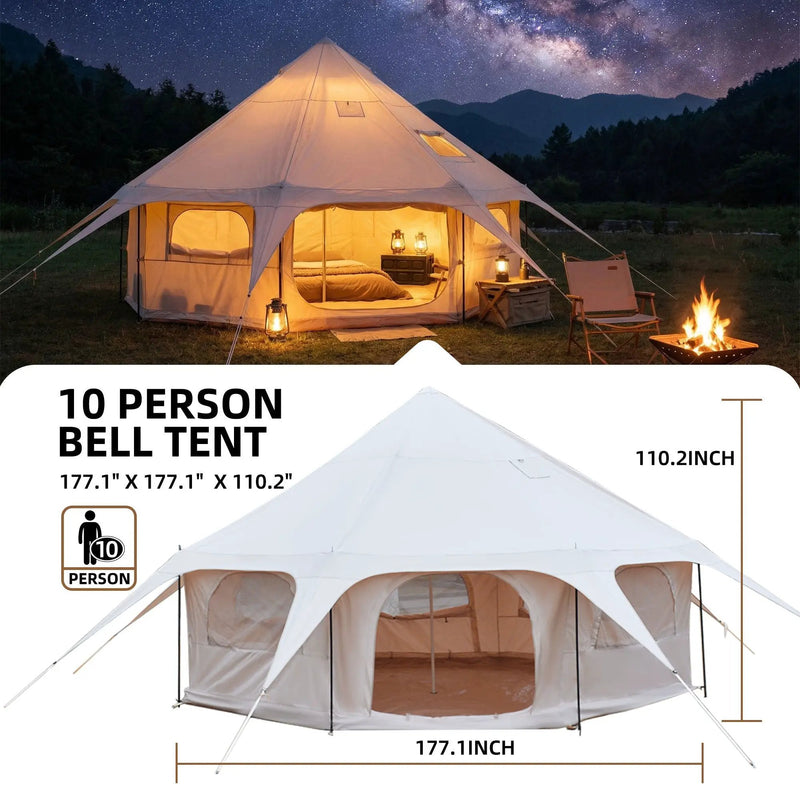 600D Oxford Bell Tent 14.8ft x 9.2ft with Stove Jack by HouseOfZazla