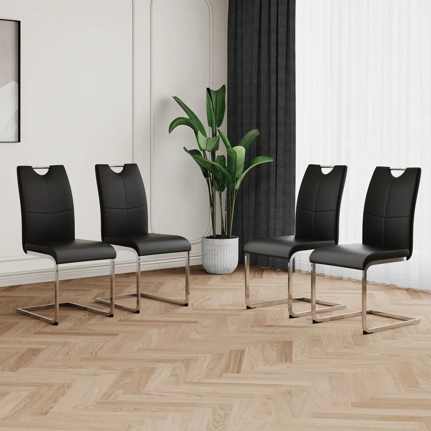 Modern Dining Chairs With Padded Seat And Metal Legs by HouseOfZazla