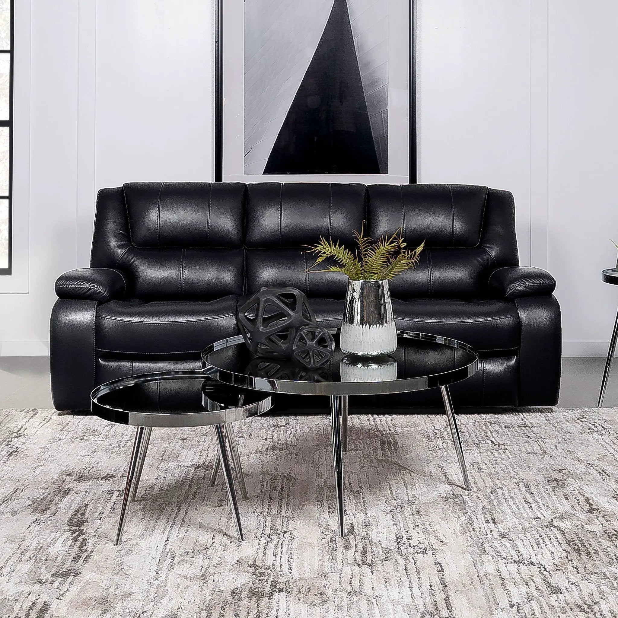Camila Upholstered Motion Reclining Sofa Black by Unique Piece Furniture