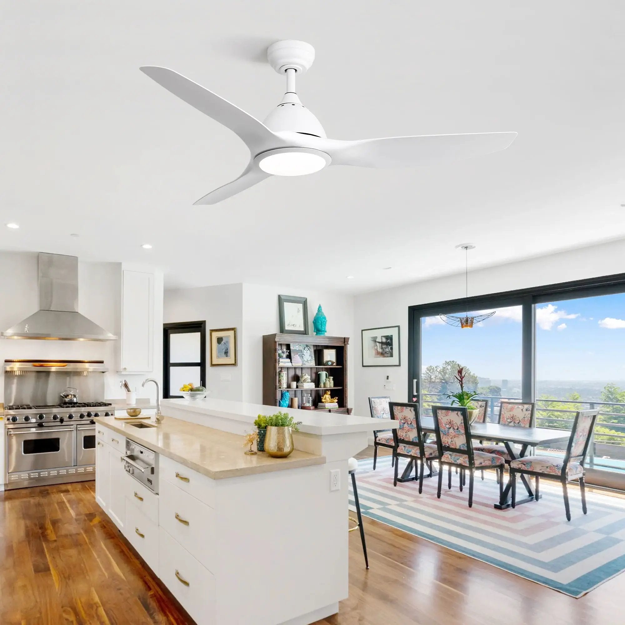 Modern Ceiling Fan With 22W Led Light, 3 ABS Fan Blades Dc Motor Ceiling Fan For Bedroom Living Room by Unique Piece Furniture