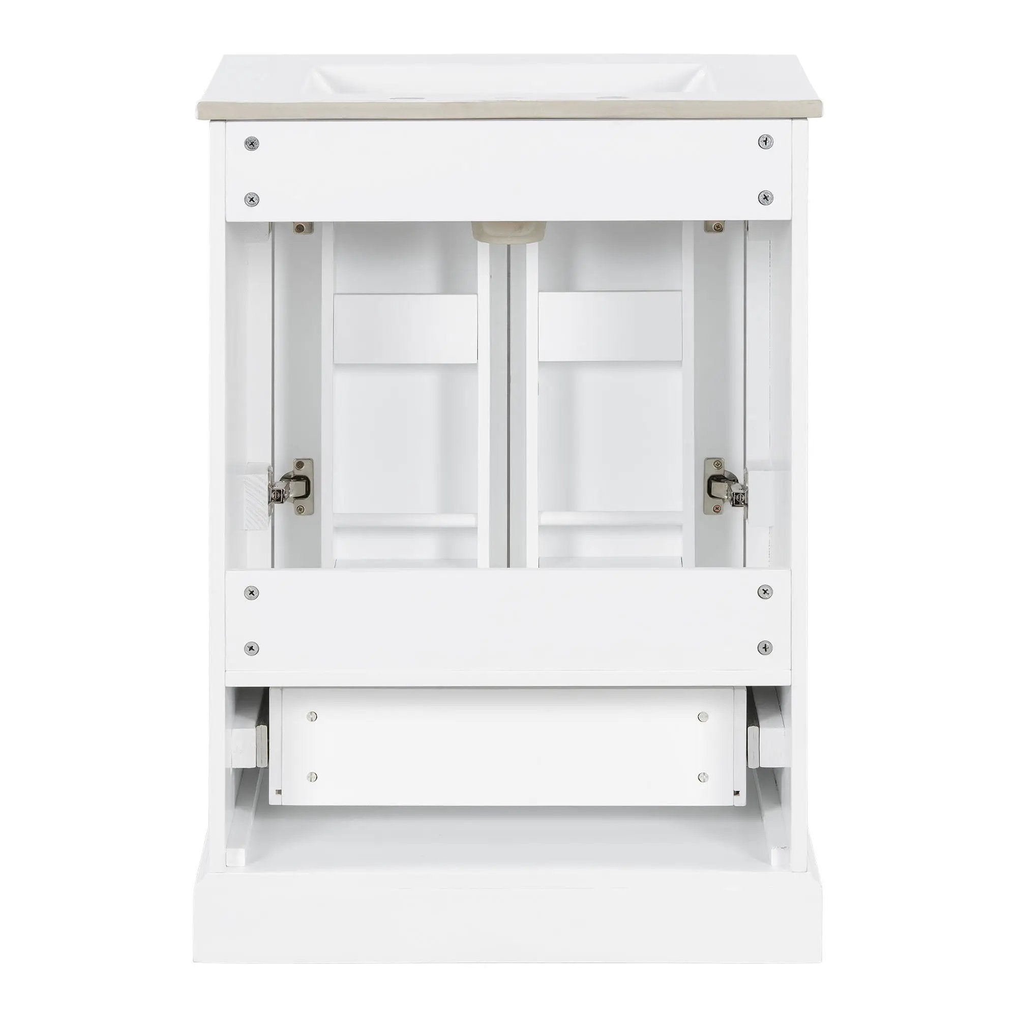 Bathroom Vanity With Sink, 1 Divided Drawer And 2 Soft Close Doors With Double Shelf