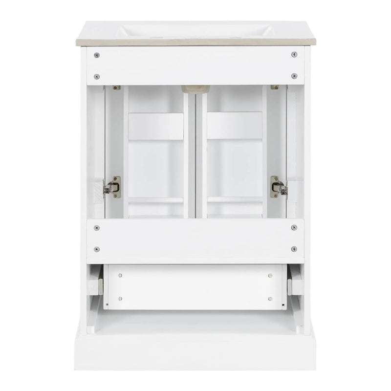 Bathroom Vanity With Sink, 1 Divided Drawer And 2 Soft Close Doors With Double Shelf
